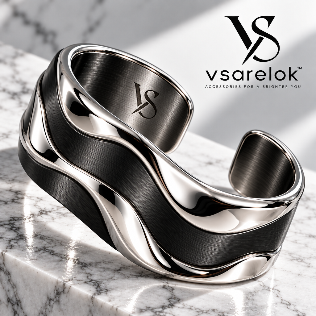 vsarelok™ SculptWave Molten Fluid Open Cuff Bracelet
