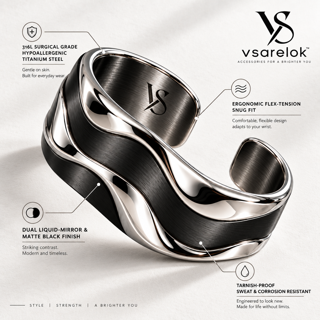 vsarelok™ SculptWave Molten Fluid Open Cuff Bracelet