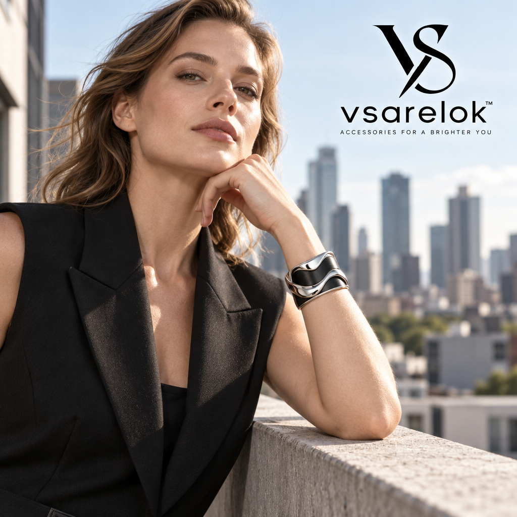 vsarelok™ SculptWave Molten Fluid Open Cuff Bracelet