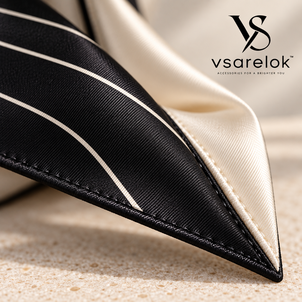 vsarelok™ SilkSkinny Reversible 100% Mulberry Silk Skinny Twilly Scarf with Cinch Ring