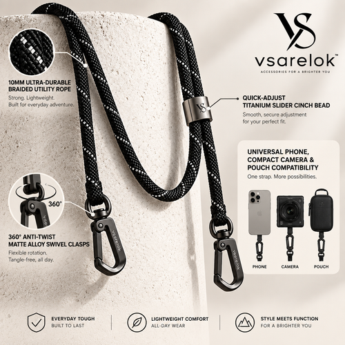 vsarelok™ CrossStrap Heavy-Duty Woven Crossbody Wearable Accent Lanyard
